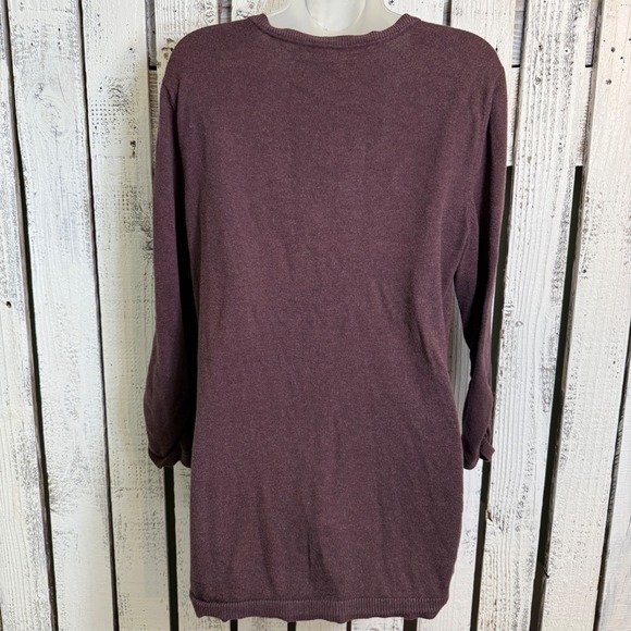Banana Republic V-neck Sweater Women XL 3/4 Ruche Sleeve Sides Burgundy Y2K Vibe - Picture 3 of 13